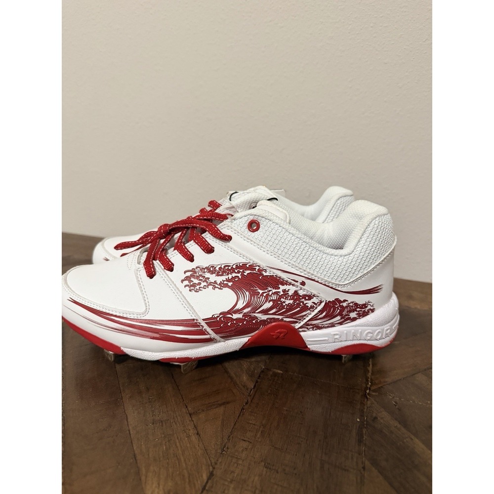 Ringor Flite Metal Spike Softball Cleats Red White Size 9.5 New $174 Rising Tide